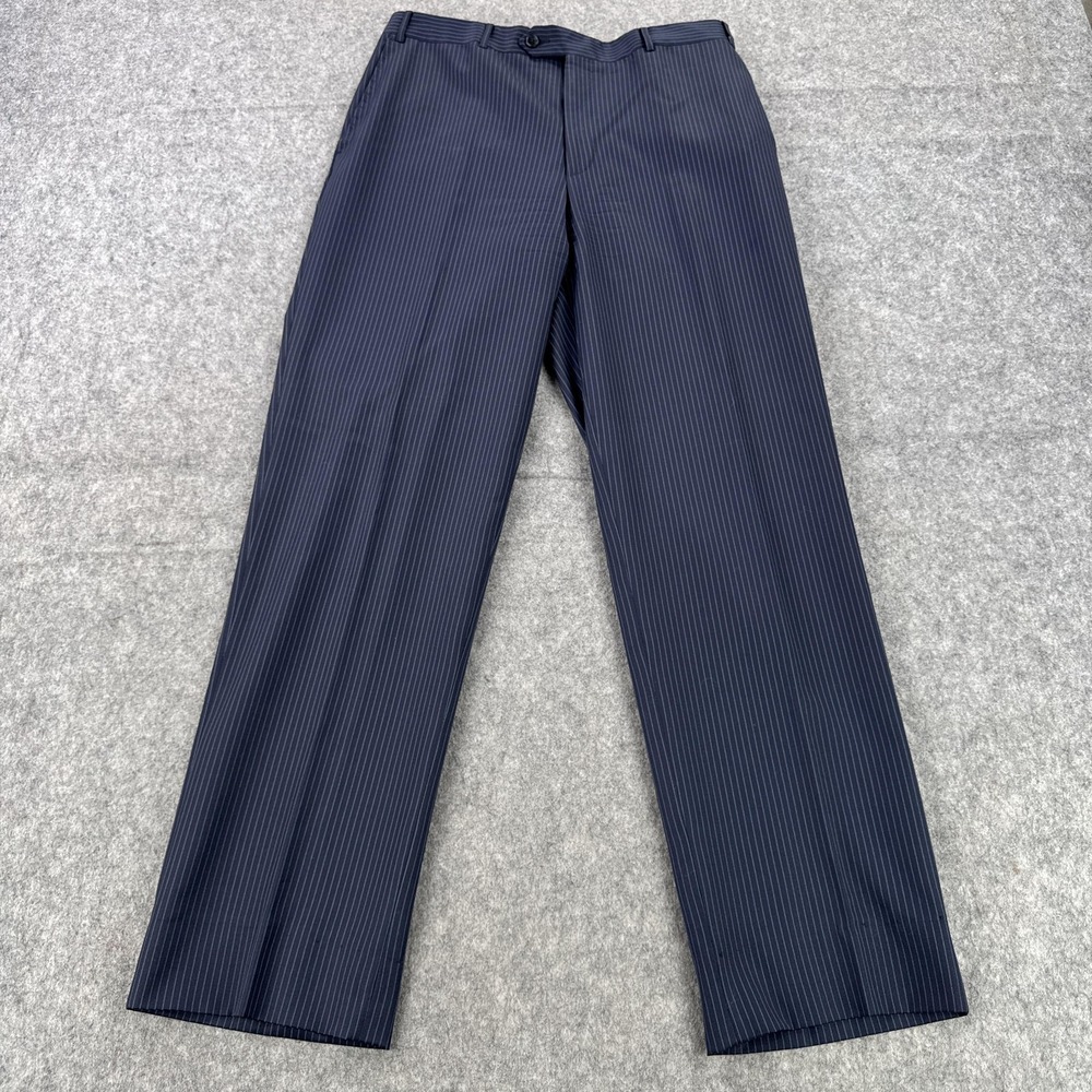Corneliani Dress Pants Mens 52R Navy Pinstripe Virgin Wool Rayon Lined Classic